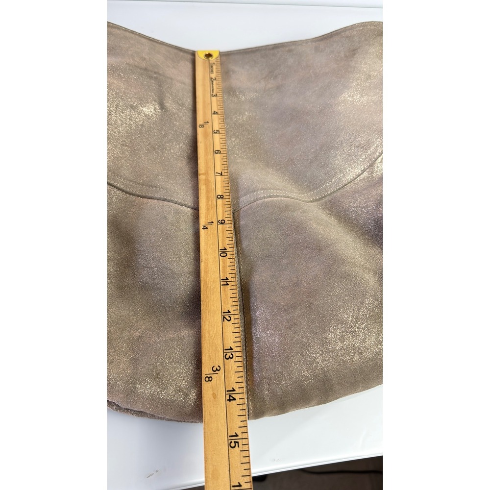 Cofi Gold Brushed Hobo Shoulder Bag Womens Metallic Genuine Leather Slouchy - Picture 9 of 16